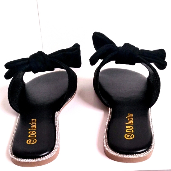 BowTie Black Sandals Slide - Picture 3 of 4